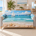 Sailboat Beach Quilt Set, Coastal Bedding Gift for Sailing Lovers