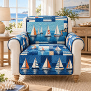Blue Sailboat Patchwork Quilt Set, Nautical Gift for Sailing Lovers — alternate AI mockup