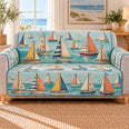 Colorful Sailboat Sofa Cover, Coastal Couch Gift for Sailing Lovers