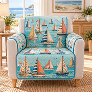 Colorful Sailboat Sofa Cover, AI-generated mockup