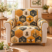 Honey Bee Honeycomb Quilt Set, Golden Bedroom Gift for Beekeepers — alternate AI mockup
