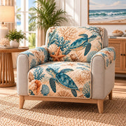 Sea Turtle Coral Reef Quilt Set, Coastal Gift for Turtle Lovers — alternate AI mockup