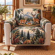 Deer Mountain Forest Sofa Cover, AI-generated mockup