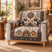 Ornamental Elephant Mandala Sofa Cover, AI-generated mockup