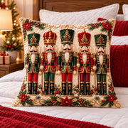Christmas Nutcracker Quilted Throw Pillow, AI-generated styled room mockup