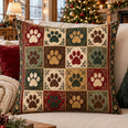 Patchwork Paw Print Quilted Throw Pillow, Rustic Pet Decor, Gift for Dog and Cat Lovers