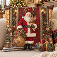 Santa at the Door Quilted Throw Pillow, Classic Christmas Decor, Gift for Santa Lovers