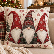 Christmas Gnomes Quilted Throw Pillow, AI-generated front mockup