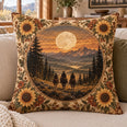Western Cowboy Sunset Quilted Throw Pillow, Sunflower Decor, Gift for Horse Lovers