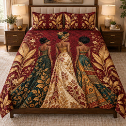 African Queens Quilt Set – Elegant Cultural Art Bedding Gift