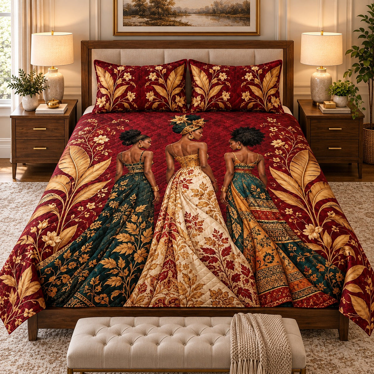 African queens quilt set – left angle