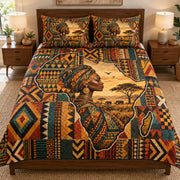 African woman savanna quilt set – front view
