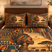 African woman savanna quilt set – right angle