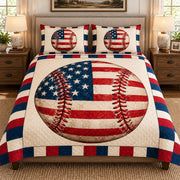 American flag baseball quilt set – left angle