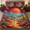 Astronaut Alien Landscape Quilt Set – Colorful Space Explorer Gift