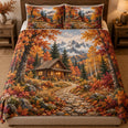 Autumn Cabin Path Quilt Set – Colorful Forest Bedding Gift for Fall Lovers