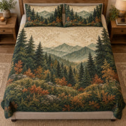 Autumn pine mountain quilt set – front bedroom view
