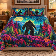 Moonlit Bigfoot forest quilt set – right angle bedroom view
