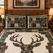 Camouflage deer head quilt set – right angle
