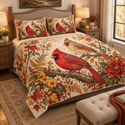 Cardinal autumn floral quilt set – left angle