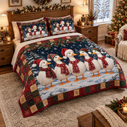 Christmas duck family quilt set – left angle
