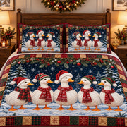 Christmas duck family quilt set – right angle