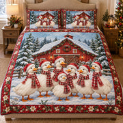Christmas duck farm quilt set – front view