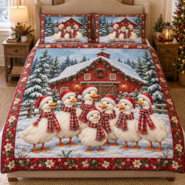 Christmas Duck Farm Quilt Set – Cozy Holiday Bedding Gift