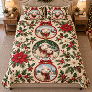 Alternate front view of christmas lamb ornaments quilt set