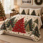 Christmas tree quilt set angled bedroom view