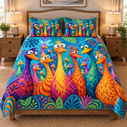 Colorful cartoon duck quilt set – left angle