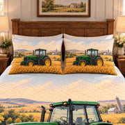 Farm tractor wheat field quilt set – left angle