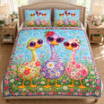 Floral Duck Sunglasses Quilt Set – Cheerful Garden Bedding Gift