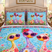 Floral duck sunglasses quilt set – right angle