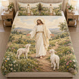 Good Shepherd Meadow Quilt Set – Lamb Christian Bedding Gift for Faith Lovers