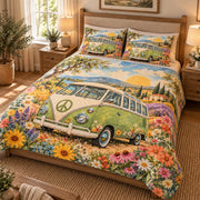 Hippie van flower field quilt set – left angle