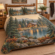 Lakeside log cabin quilt set left angled view