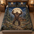 Moonlit Bigfoot Cabin Quilt Set – Mountain Bedding Gift for Sasquatch Fans