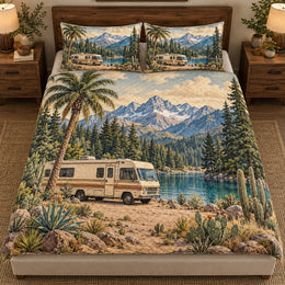 Mountain Lake RV Quilt Set – Road Trip Bedroom Gift for Camping Lovers