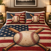 Patriotic baseball bats quilt set – right angle