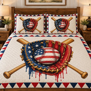 Patriotic baseball glove quilt set – alternate angle