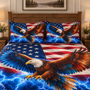 Patriotic eagle lightning quilt set – right angle