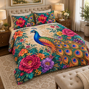 Peacock floral quilt set – left angle