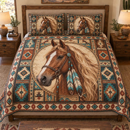 Southwestern Horse Quilt Set – Rustic Western Ranch Bedding Gift