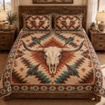 Southwestern Longhorn Skull Geometric Quilt Set – Western Décor Gift