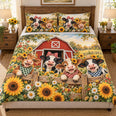 Sunflower Farm Cow Family Quilt Set – Cheerful Farmhouse Bedding Gift