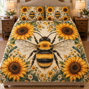 Sunflower honey bee quilt set – front view
