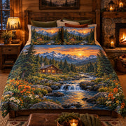 Sunset mountain cabin quilt set – alternate front bedroom view