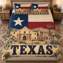Texas Alamo Windmill Quilt Set – Rustic Bedroom Gift for Texas Lovers