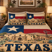 Alternate view of Texas Alamo Windmill Quilt Set – Rustic Bedroom Gift for Texas Lovers with diamond stitching